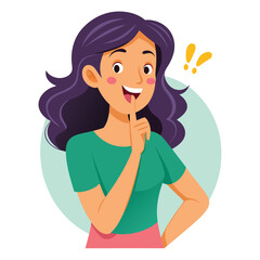 happy woman tells secret by putting palm to mouth 