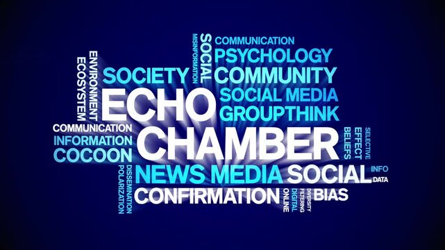 Echo Chamber animated word cloud;text design animation tag kinetic typography seamless loop.