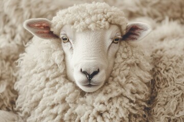 Charming sheep showcasing intricate wool patterns in a serene landscape, embodying the beauty of rural life with a minimalist touch ideal for pet lovers and pastoral enthusiasts