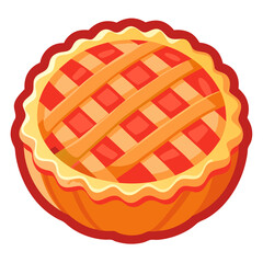 Apple Pie Icon with Lattice Crust in Bright Colors  