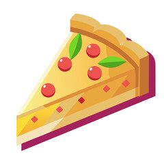 Delicious slice of pizza with toppings on a vibrant background  