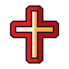 Obraz premium Red Cross Symbol with Outline in Bold Style 