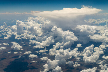 Aerial view of clouds in a developing thunderstorm