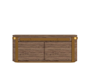 Modern Living Room Wooden Cabinet Isolated on Transparent Floor