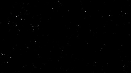 Falling snow isolated on black background. Night sky. Vector illustration.
