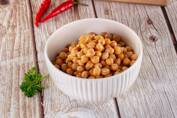 Boiled chickpea beans in the bowl