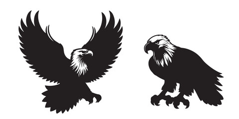 Silhouette of eagle vector icon set illustration isolated on white background.