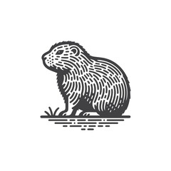 Obraz premium Simple Prairie Dog Side View Vector Icon Design – Vintage Retro Logo & Illustration