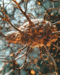 Futuristic visualization of neural connections glowing with energy, representing technology and intelligence.