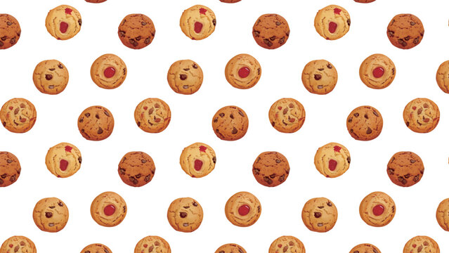 水彩風のクッキーのイラストの総柄イラスト　生成AI