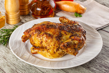Baked in oven whole chicken with spices