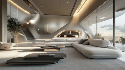 Luxury Modern Penthouse Living Room Design with Panoramic Views