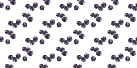 Ripe purple plums forming a seamless pattern on white background