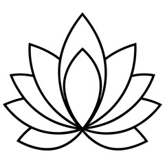 Vector silhouette of a lotus flower with wide, rounded petals
