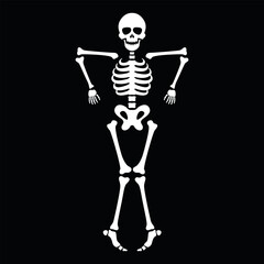 A funny Halloween skeleton design with a playful pose on a black background, perfect for a themed design