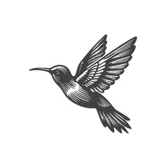 Fototapeta premium Simple Hummingbird Flying Vector Icon Design – Vintage Retro Logo & Illustration