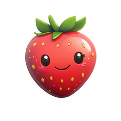 Obraz premium Cute cartoon strawberry character with a smiling face, vibrant colors, and playful design