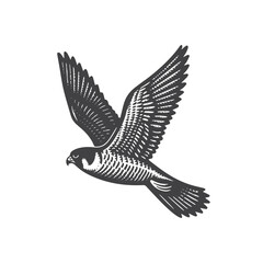 Fototapeta premium Simple Peregrine Falcon Flying Vector Icon Design – Vintage Retro Logo & Illustration