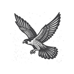 Obraz premium Simple Peregrine Falcon Flying Vector Icon Design – Vintage Retro Logo & Illustration