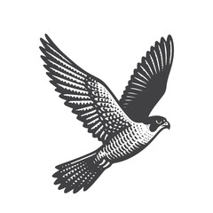 Obraz premium Simple Peregrine Falcon Flying Vector Icon Design – Vintage Retro Logo & Illustration