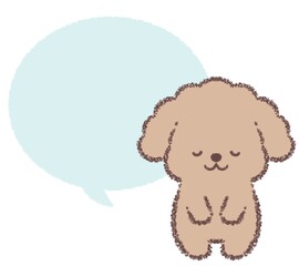 お辞儀するトイプードルと吹き出し