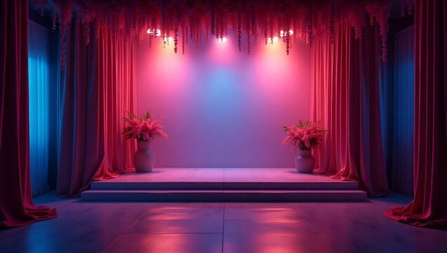 Design a stunning prom night photography backdrop with creative visual elements innovative lighting and stylish decor that create a captivating stage for memorable formal portraits in  Photo Stock  Co