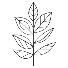 Leaves and branches outline icons pack Vector illustration white background