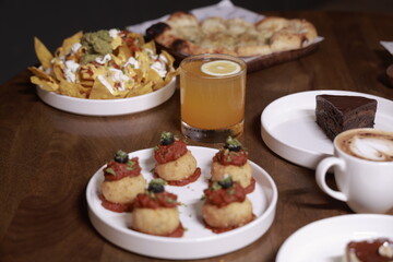 bruschetta with olives and olive oil