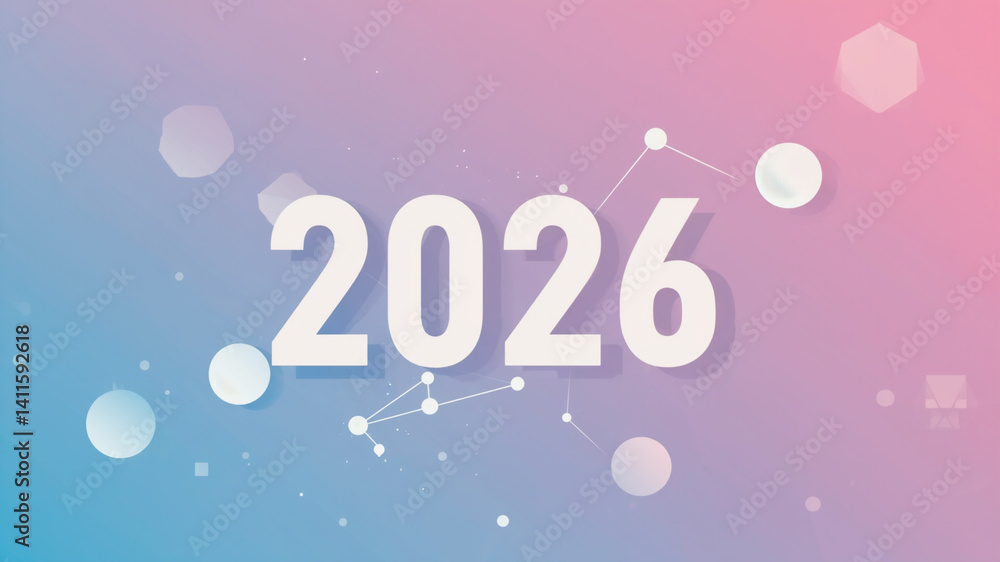 Fototapete an artistic writing style for the new year 2026 with a hyper-realistic concept in various modes