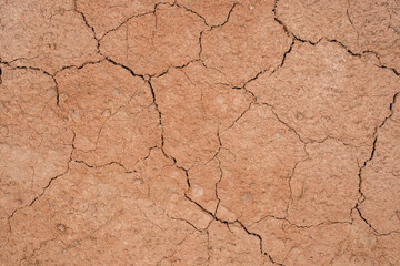 Cracked ground from dryness background. Top view cracked dry ground texture. Ecology and environment concept.