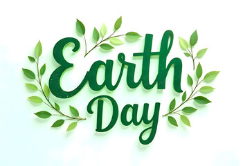 Fototapeta premium Earth Day’s Natural Touch: A Vibrant Tribute to the Planet with Green LeavesEarth, Day, green, leaves, text, nature, environment, eco, planet, care, harmony, growth, celebration, sustainability, beaut