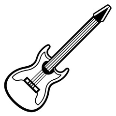 Obraz premium Vector silhouette of a guitar in a diagonal playing position 
