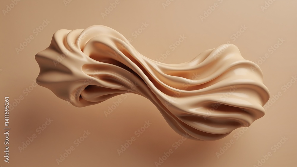 Aufkleber Three dimensional render of light brown twisted shape
