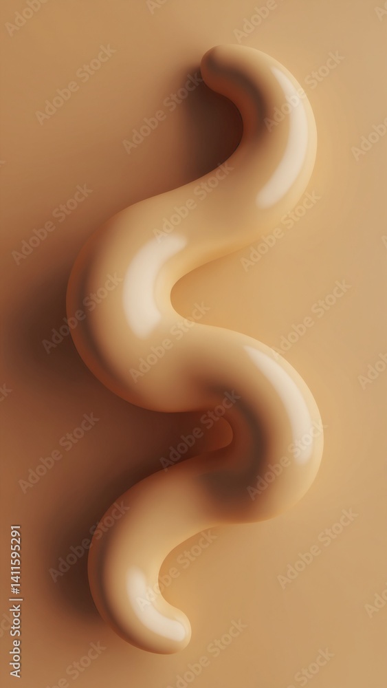 Aufkleber three dimensional render of light brown twisted shape