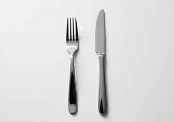 Fork and Knife on White Background