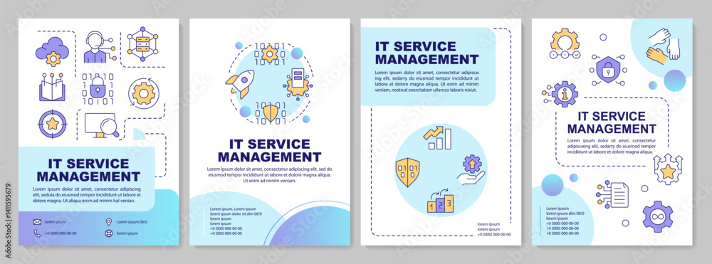 Poster itil guiding principles blue gradient brochure layout. cloud computing, databases. leaflet advertisi