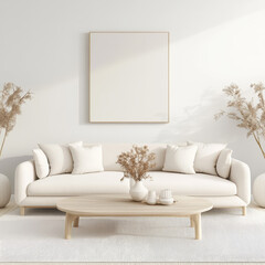 Cozy modern living room with neutral colors and minimalist decor