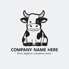 Cow illustration black and white for logo company vector image
