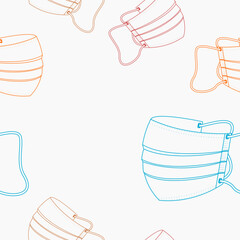 Editable Outline Side View Shaped Medical Masks Vector Illustration in Various Colors as Seamless Pattern for Creating Background of Healthcare and Medical Related Design