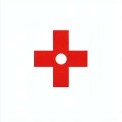 Obraz premium Red Cross Symbol with Central White Circle Medical Healthcare First Aid Graphic
