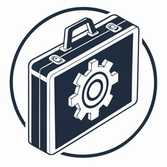 Gear and Briefcase Icon with Management and Settings Concept .  Business Tools Concept