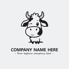 Cow illustration black and white for logo company vector image
