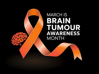 March is Brain Tumour Awareness Month: A powerful orange ribbon and brain symbol, a poignant reminder of hope and support.
