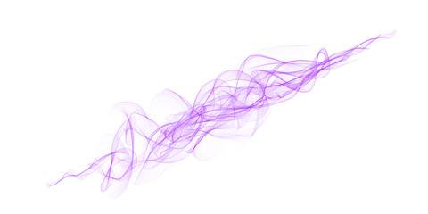 Abstract purple smoke swirl on white or transparent background, isolated flowing texture for design, overlay, digital art, or motion graphics