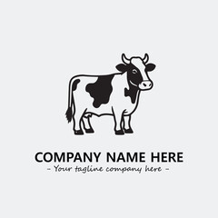 Cow illustration black and white for logo company vector image
