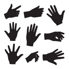 Silhouette hands collections. Vector illustration. white background
