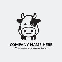 Cow illustration black and white for logo company vector image
