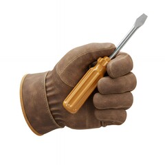 Hand in Glove Holding Screwdriver
