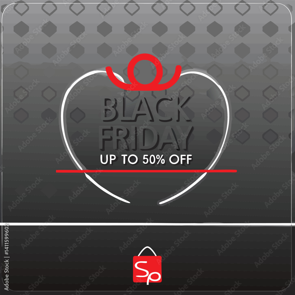 Fototapete black friday typography banner. black friday modern linear typography text illustration isolated on 
