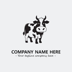 Cow illustration black and white for logo company vector image
